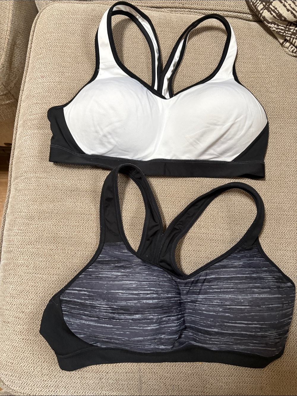 Champion Women’s Black & White and Heathered Gray Sports Bras - Racerback Set